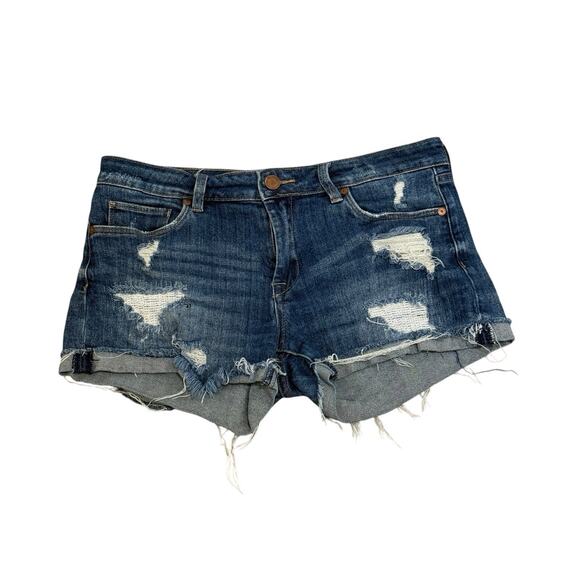 Blank NYC Pants - Blank NYC The Fulton Roll Up Denim Shorts 26 Low Rise Distressed Festival Boho